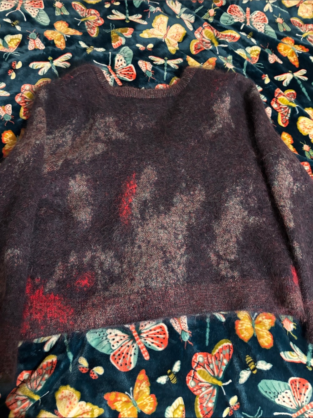rag & bone Marled V-Neck Cardigan in Purple with Red Accents - Picture 3 of 3